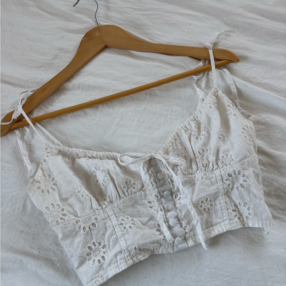 White Eyelet Crop Top